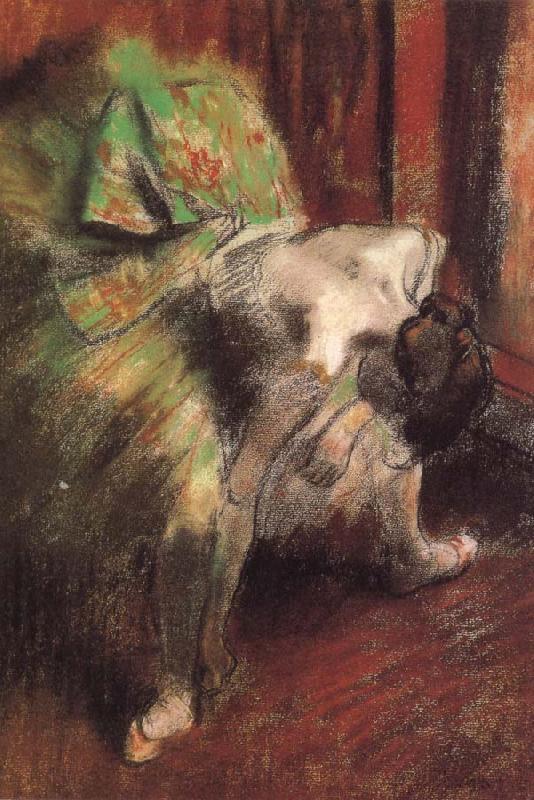 Edgar Degas woman witb a gren iutu oil painting picture